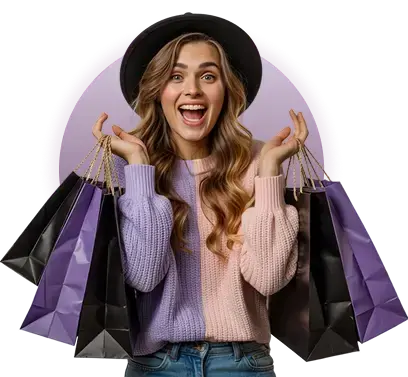 Girl with shopping bags excited