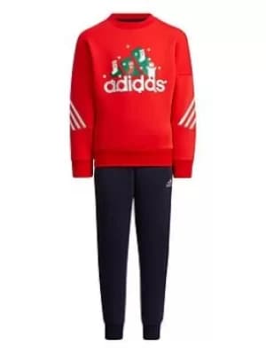 Boys, adidas Kids Unisex Lk Holiday Set, Red/Navy, Size 4-5 Years
