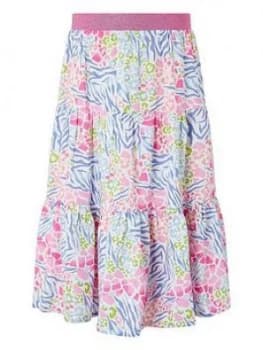 Monsoon Girls S.E.W Zenovia Animal Midi Skirt - Pink
