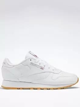 Reebok Classic Leather Shoes, White/Grey, Size 6, Women