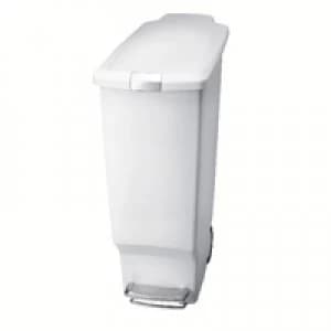 Slingsby Slim Plastic Pedal Bin 40L White 382649