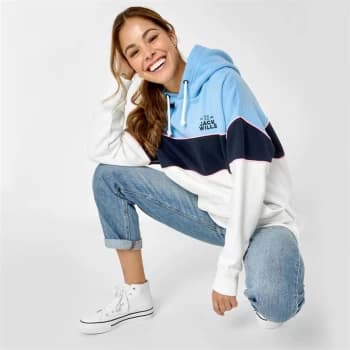 Jack Wills Dalton Boyfriend Hoodie Ladies - Pale Blue