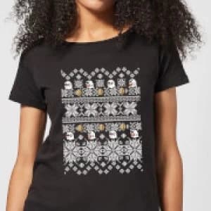 Nintendo Super Mario Retro Boo Womens Christmas T-Shirt - Black