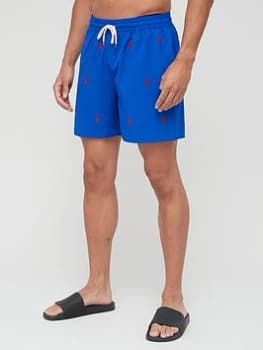 Polo Ralph Lauren All Over Logo Traveller Swim Shorts - Rugby Royal, Rugby Royal Size M Men