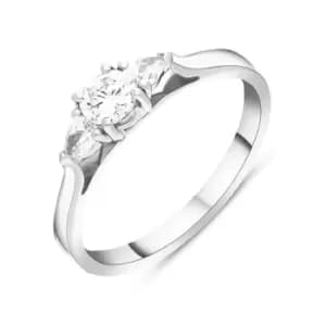 Platinum 0.57ct Diamond Round Brilliant and Pear Cut Three Stone Ring