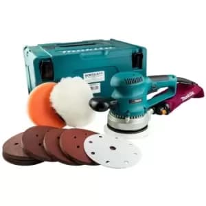 Makita BO6030 110v 150mm Orbital Sander + 50 Sanding Sheets + Wool + Sponge Pads