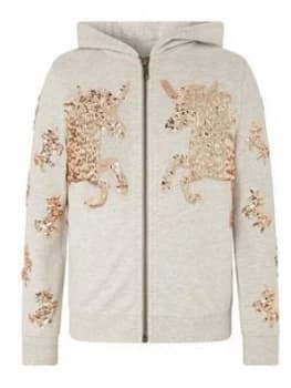 Monsoon Girls S.E.W. Sequin Unicorn Hoodie - Oatmeal, Size Age: 11-12 Years, Women