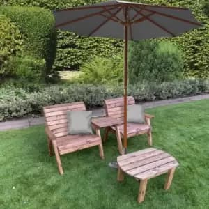 Charles Taylor Grand Twin Straight with Coffee Table and Grey Parasol and Cushions