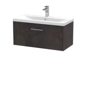Hudson Reed Juno 800mm Wall Hung 1 Drawer Vanity & Mid-Edge Basin - Metallic Slate