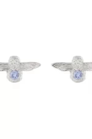 Ladies Olivia Burton Sterling Silver Tanzanite Bejewelled Bee Stud Earrings OBJ16AME28