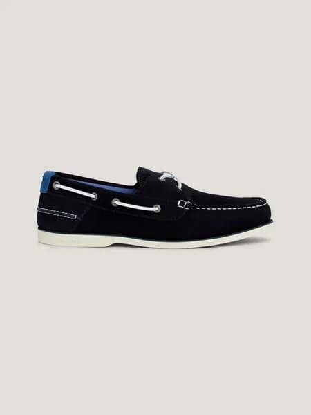 Tommy Hilfiger Mens Suede Boat Shoes - UK 10 Blue Shoes male FM0FM04505 10