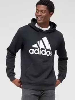 adidas Big Logo Fleece Overhead Hoodie - Black, Size XS, Men
