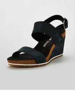 Timberland Capri Sunset Wedge Sandals - Black Nubuck, Size 5, Women