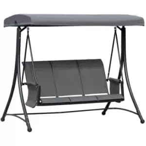 Outsunny - 3 Seat Metal Fabric Backyard Balcony Patio Swing Chair w/ Canopy Grey - Charcoal grey