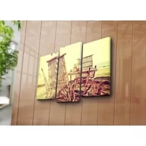 3PATK-62 Multicolor Decorative Canvas Painting (3 Pieces)