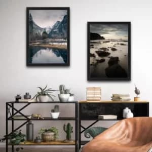 Landscape Set Multicolor Decorative Framed Painting (2 Pieces)