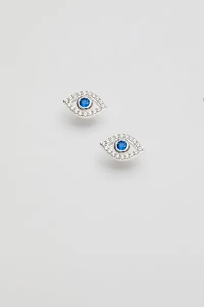 Sterling Silver 925 Evil Eye Stud Earrings