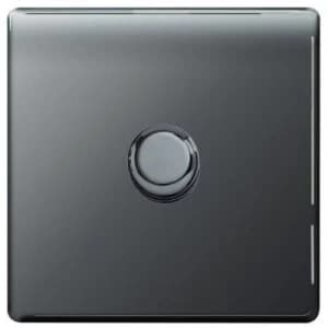 Wickes Dimmer Switch 1 Gang 2 Way 400W Black Nickel Screwless Flat Plate