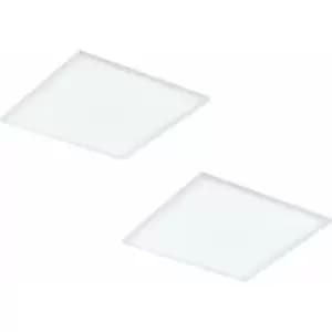 Loops - 2 pack 595mm Sleek Ceiling Light White Slim Square Low Profile 33W LED 4000K