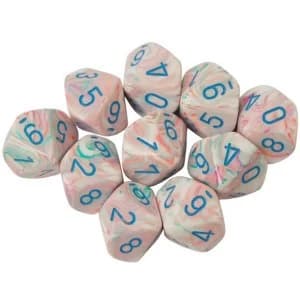 Chessex d10 Dice Set: Festive Pop-Art/Blue (10)