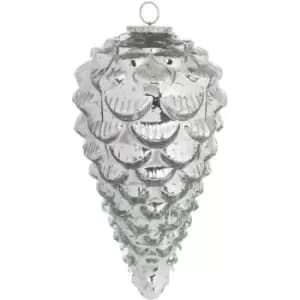 The Noel Collection Teardrop Christmas Bauble (25cm x 14cm x 14cm) (Silver) - Silver