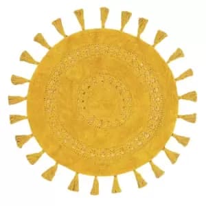 Circle Tassel Bath Mat Ochre