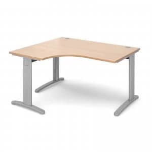 TR10 Deluxe Left Hand Ergonomic Desk 1400mm - Silver Frame Beech Top
