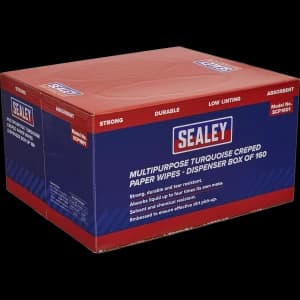 Sealey Creped Turquoise Multi Purpose Paper Wipes Pack of 160