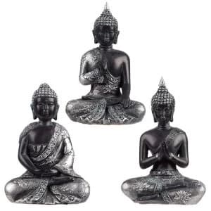 Meditation Black & Silver Thai Buddha (1 Random Supplied)