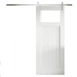 JELD-WEN White Primed Cottage Clear Glazed Sliding Barn Door - Provincial Track