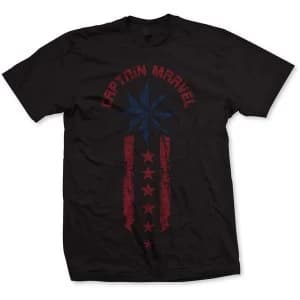 Marvel Comics - Captain Marvel Star Stripe Unisex Large T-Shirt - Black