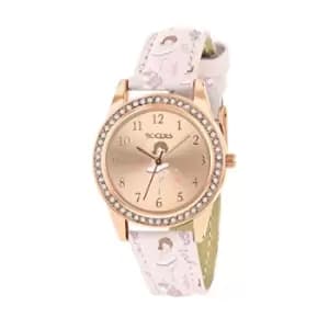 Tikkers Pink Strap Rose Gold Stone Set Ballet Dancer Watch TK0204