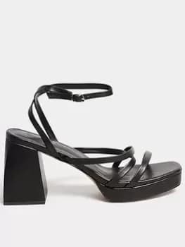 Yours Yours Extra Wide Fit Chunky Platform Strappy Sandal Black, Size 10Eee, Women