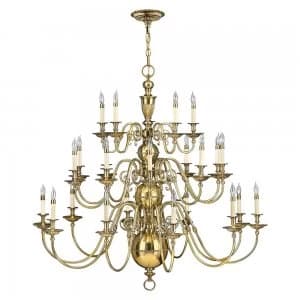 25 Light Candle Chandelier, Burnished Brass