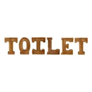 Hand Carved Wooden Embossed Letters Toilet