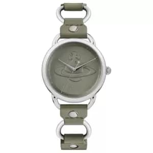 Vivienne Westwood Carnaby Quartz Olive Green Dial Olive Green Leather Strap Ladies WatchvVV163OLSL