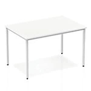 Impulse Straight Table 1200 White Box Frame Leg Silver