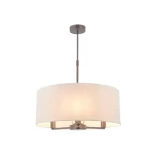 Ceiling Pendant Light Antique Bronze & Marble Fabric 3 x 40W E14 e10096