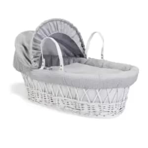 Clair de Lune Waffle White Wicker Moses Basket - Grey