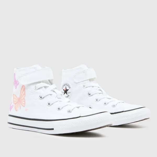 Converse white & purple all star hi 1v Girls Junior trainers White & Purple UK 13 (EU 31½)
