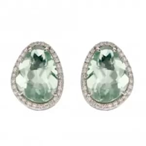 9ct Green Fluorite Irregular White Gold Earrings GE2341G
