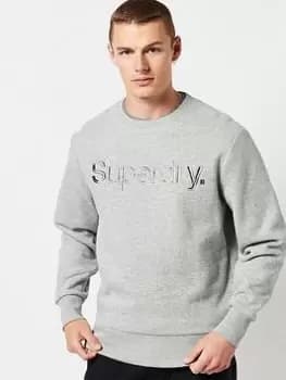 Superdry Core Logo Sweat, Grey Marl, Size S, Men