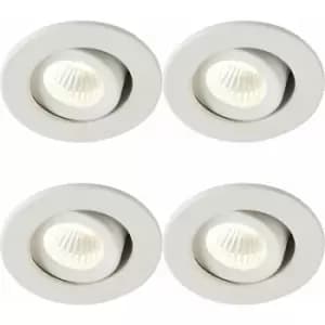 Loops - 4 pack Micro Adjustable Ceiling Downlight - 4W Cool White LED - Matt White