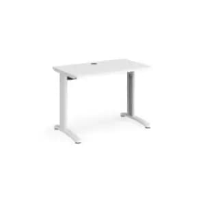 Office Desk Rectangular Desk 1000mm White Tops With White Frames 600mm Depth TR10