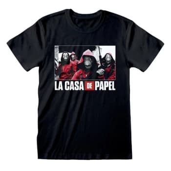 La Casa De Papel - Photo And Logo Unisex Large T-Shirt - Black