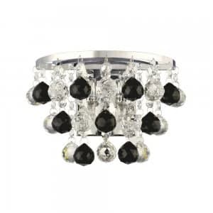 Wall Lamp Switched 2 Light Polished Chrome, Crystal, Supplied with 9 Additional Black Crystal Spheres
