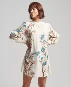 Superdry High Neck Embroidered Mini Dress