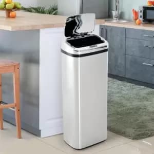 HOMCOM 50L Infrared Automatic Motion Sensor Dustbin, Stainless Steel - Silver