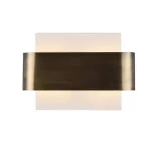 Damo Flush Wall Light, 2 Light G9, White Base with Antique Brass Centre Band