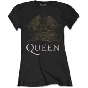 Queen - Crest Ladies Medium T-Shirt - Black